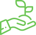 Ikona: dłoń z sadzonką – pielęgnacja roślin